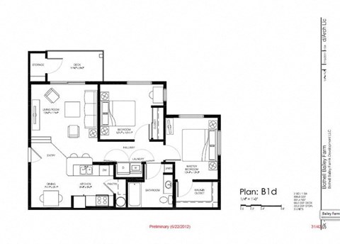 Floor plan for 2 beds, 1 bath, 900 sqft